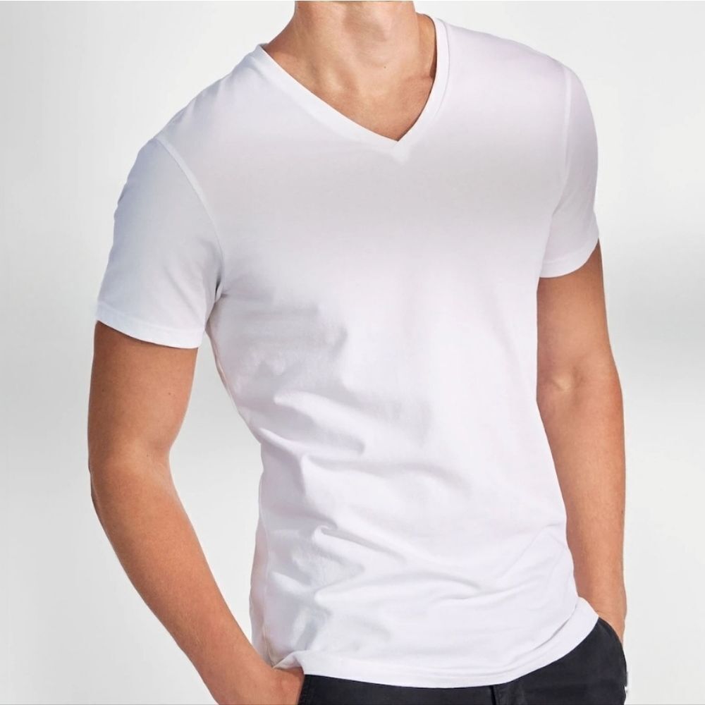 Lebra Men's White V-Neck Short Sleeve Shirt